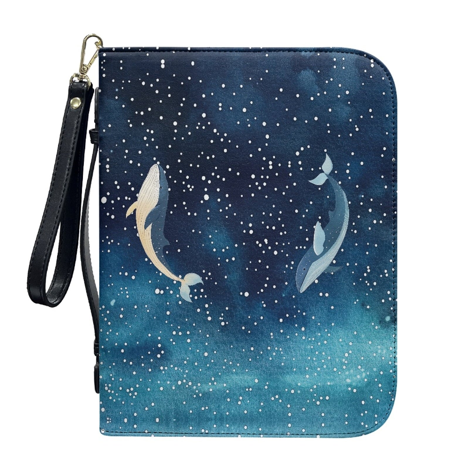 Lavender Hummingbird Butterfly Print PU Leather Bible Case for Women Men Sturdy Bible Carrying Tote Bags with Detachable Wristlet Strap Church Bag for Bible Study Journal Case, L - Bible Bag