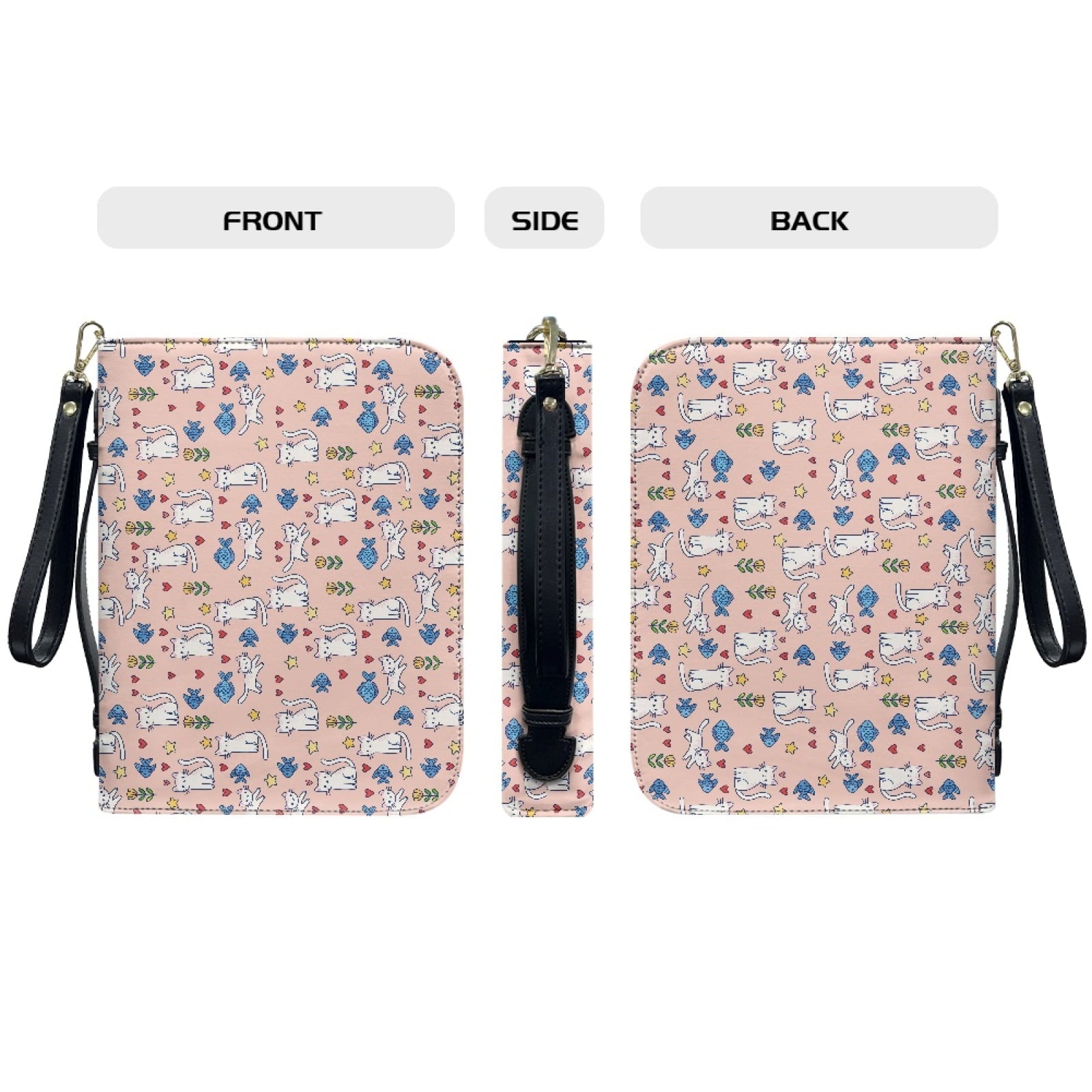 Star Sky Moose Star Print PU Leather Bible Case for Women Men Portable Bible Carrying Tote Bags with Detachable Wristlet Strap Church Bag for Bible Study Scripture Church Bag, L - Bible Bag
