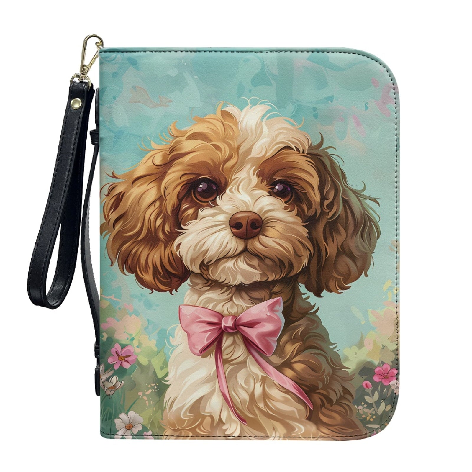 Hummingbird Lily Flower Print PU Leather Bible Case for Women Men Lightweight Bible Carrying Tote Bags with Detachable Wristlet Strap Church Bag for Bible Study Bible Gift, L - Bible Bag