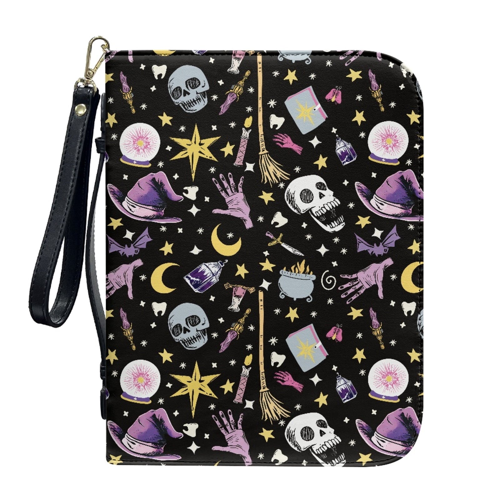 Star Sky Moose Star Print PU Leather Bible Case for Women Men Portable Bible Carrying Tote Bags with Detachable Wristlet Strap Church Bag for Bible Study Scripture Church Bag, L - Bible Bag