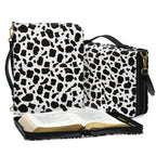 FOR U DESIGNS Cow Print Bible Case with Shoulder Strap Bible Bags for Women PU Leather Personalized Book Organizer Bag Size XL Wear Resistant Bible Holder Bag Zippered Bible Accessories