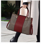 Aidrani Fashion cowhide plaid bag 2024 new large capacity leather women's handbag carrying middle-aged mother bag