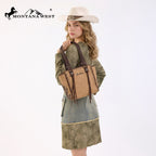 Montana West Western Tote Bag for Women Studded PU Leather Handbag with Fringe Tassel Fashion Medium Size Shoulder Purse Cowgirl Style Tote, Tan
