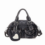 Baguery Women's Denim Messenger Bag - Cute Pendant Small Casual Crossbody, Chic Shoulder Handbag for Travel/Daily Use​