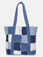Kacey Lee Women's Denim Tote Bag, Denim Patchwork