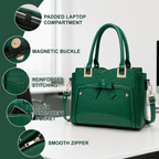 AVMPRO Women's PU Leather Tote Satchel Bag Set, 4-Way Crossbody Purse - Green