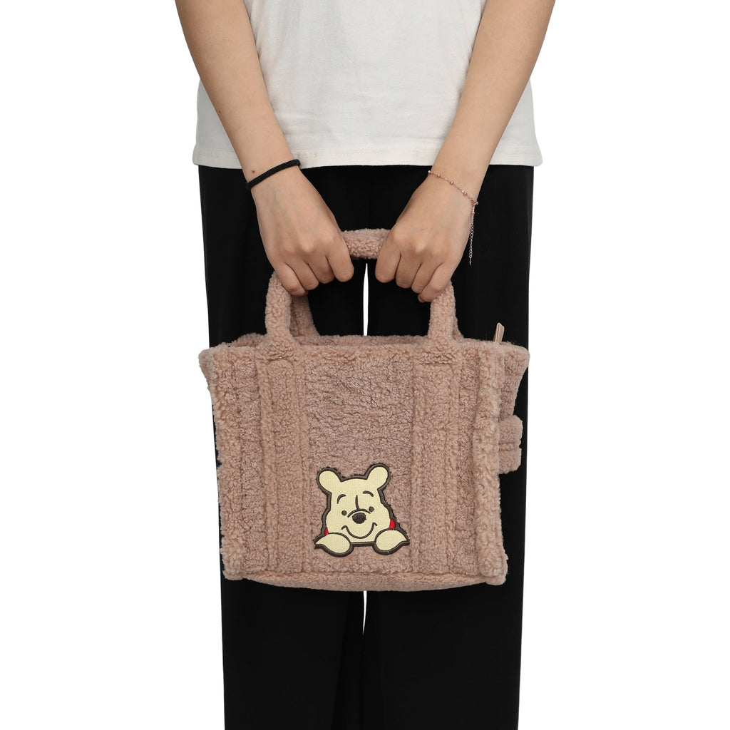 Winnie the Pooh Faux Shearling Tote Bag With Detachable Strap
