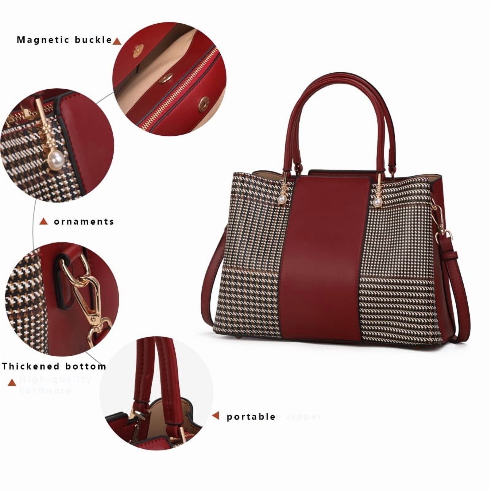 Aidrani Fashion cowhide plaid bag 2024 new large capacity leather women's handbag carrying middle-aged mother bag