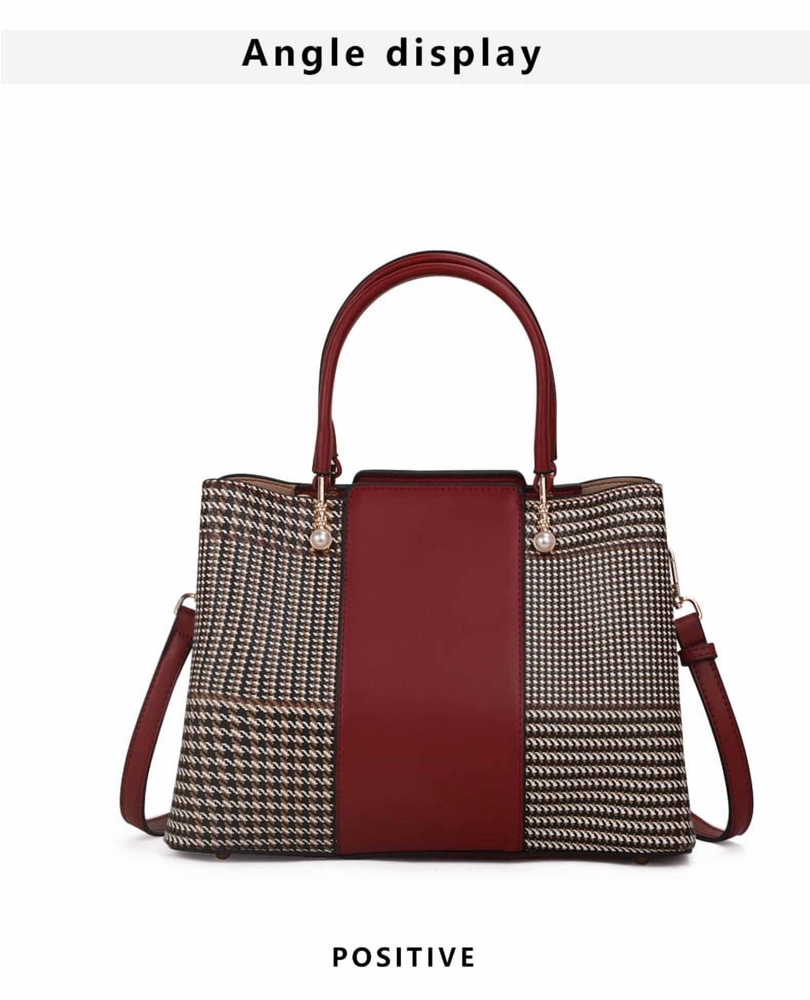 Aidrani Fashion cowhide plaid bag 2024 new large capacity leather women's handbag carrying middle-aged mother bag