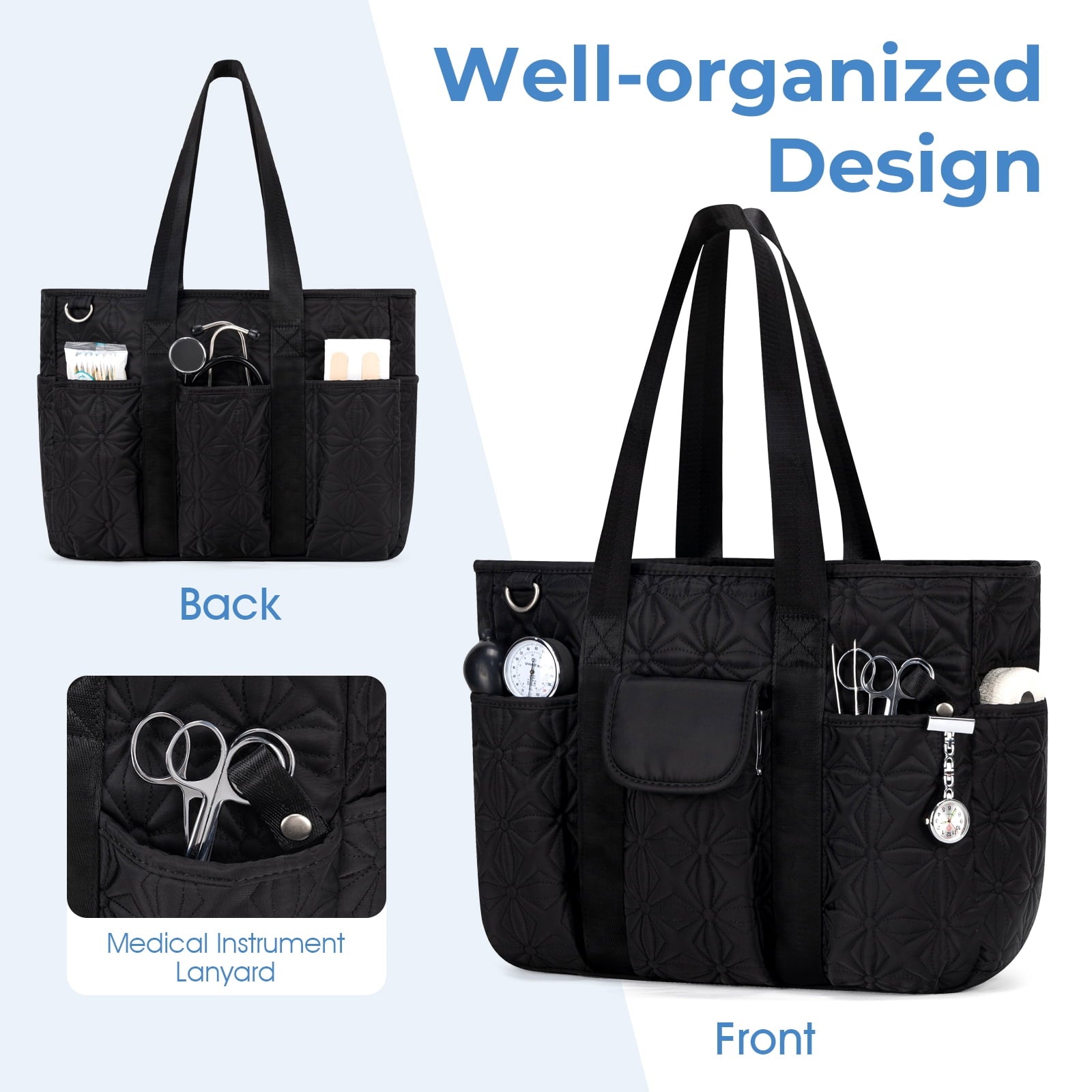 Canvas Tote Bag for Women With Pockets, Kabaqoo Work Crossbody Everyday Satchel, Purses Shoulder Tote Bag